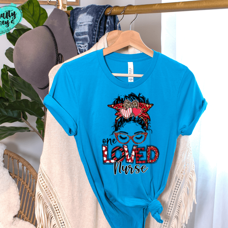One Loved Nurse Messy Bunn Valentines - Women's Unisex- t-shirt