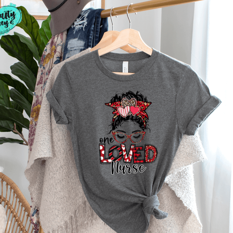 One Loved Nurse Messy Bunn Valentines - Women's Unisex- t-shirt