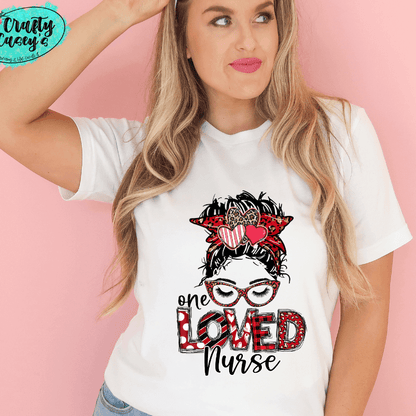 One Loved Nurse Messy Bunn Valentines - Women's Unisex- t-shirt