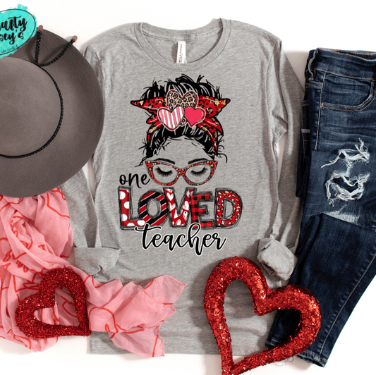 One Loved Teacher Messy Bunn Long Sleeve