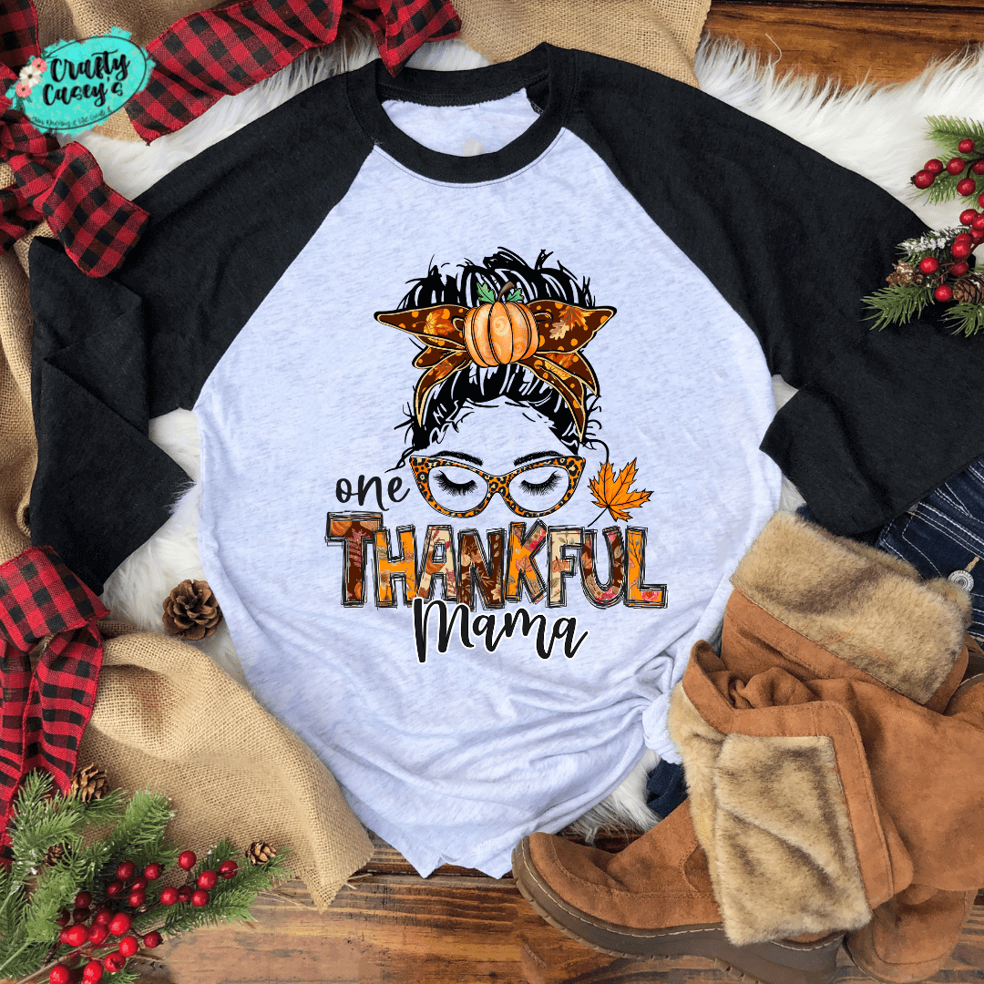 One Thankful Mama Mom Bun - Unisex Raglan