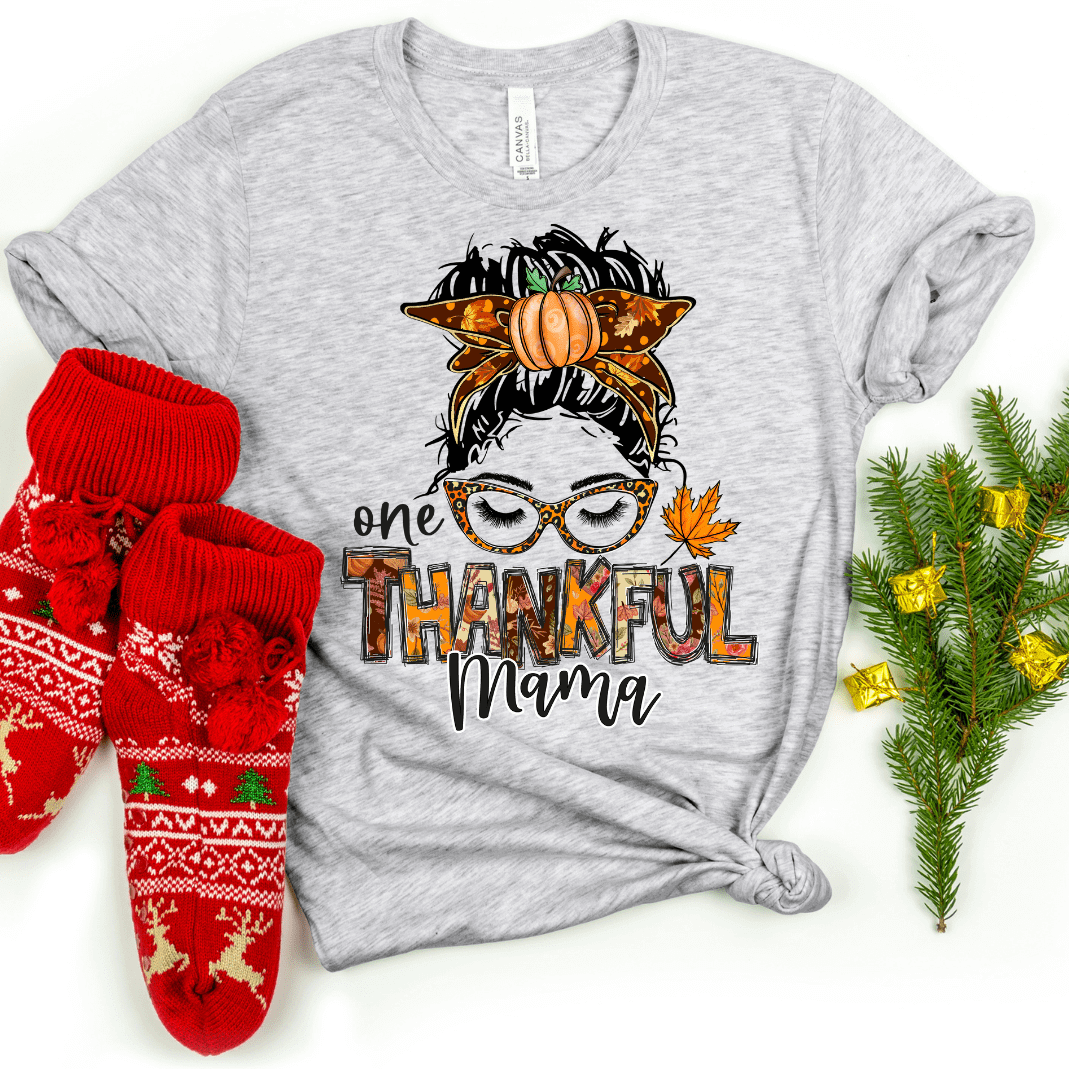One Thankful Mama- Mom Skull Tee -T-shirt