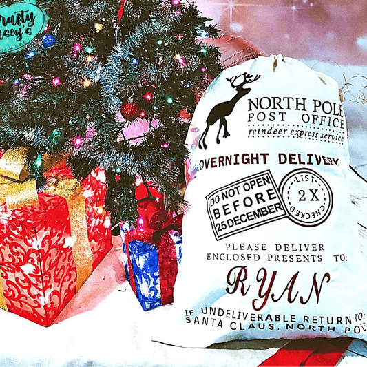 Overnight Delivery Do Not Open Before - Santa-Sack-Personalized-Embroidered