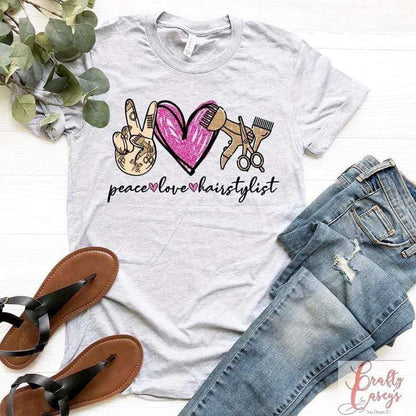 Peace Love & Hair Stylists-Unisex T-shirts