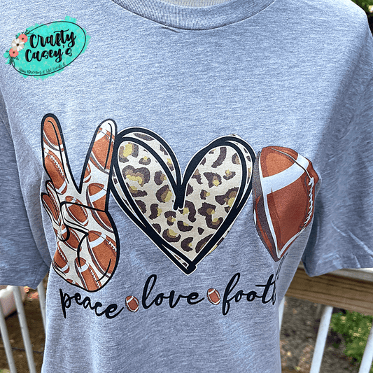 Peace Love Leopard Football T-shirt.