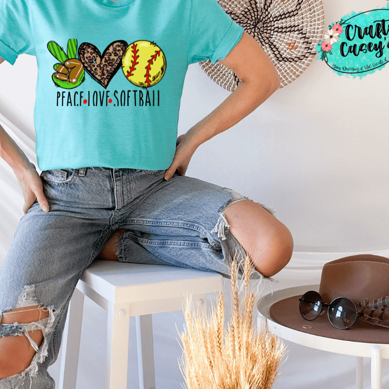 Peace Love Softball Leopard - Sports-Unisex T-shirts
