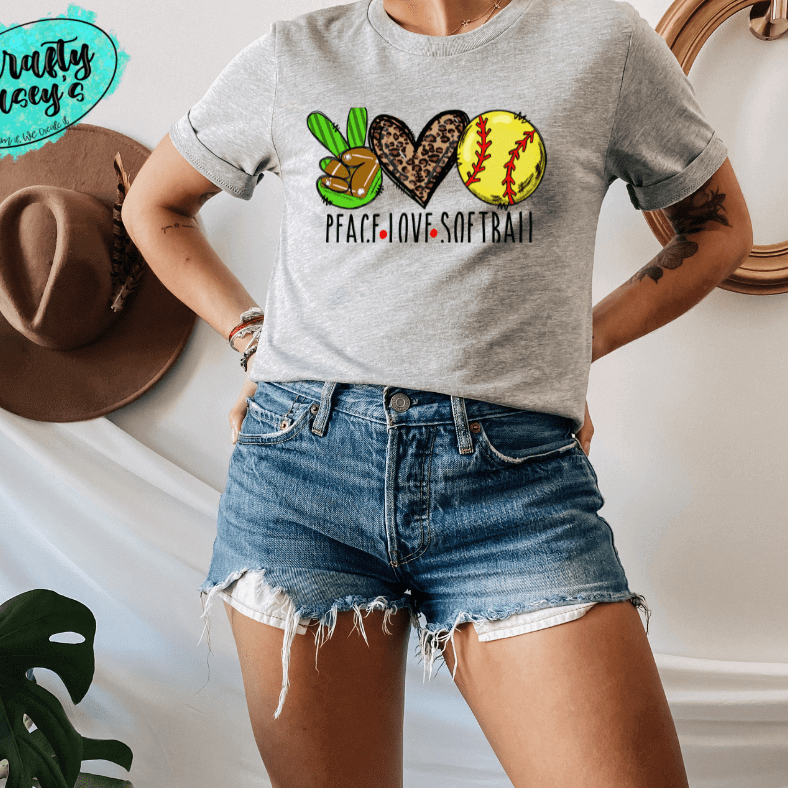 Peace Love Softball Leopard - Sports-Unisex T-shirts