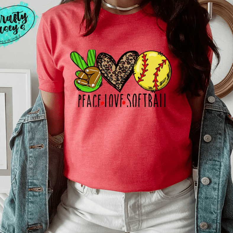 Peace Love Softball Leopard - Sports-Unisex T-shirts