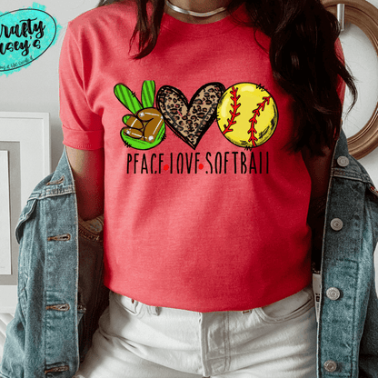 Peace Love Softball Leopard - Sports-Unisex T-shirts