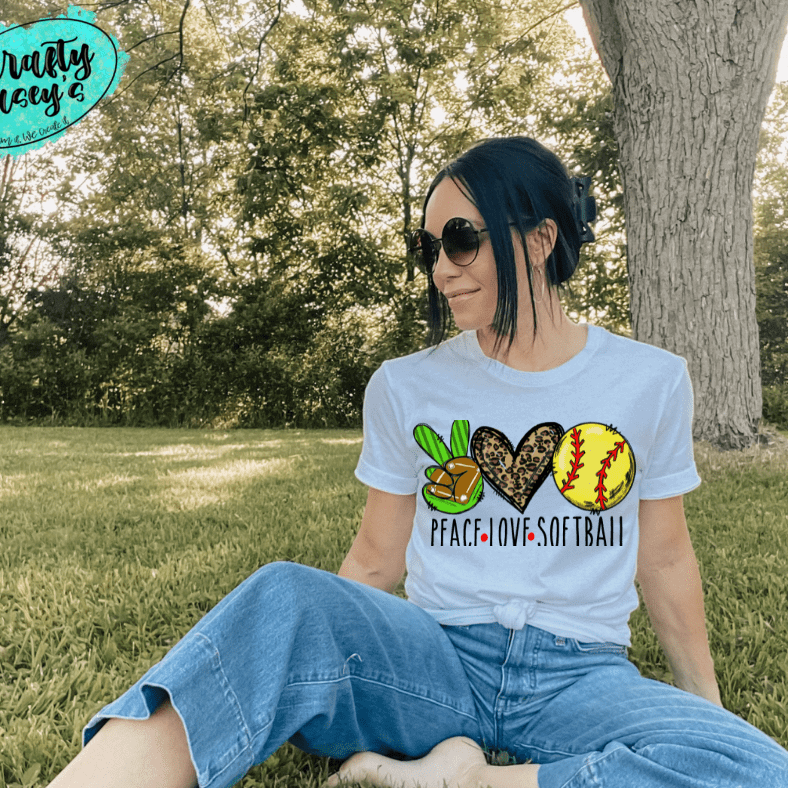 Peace Love Softball Leopard - Sports-Unisex T-shirts