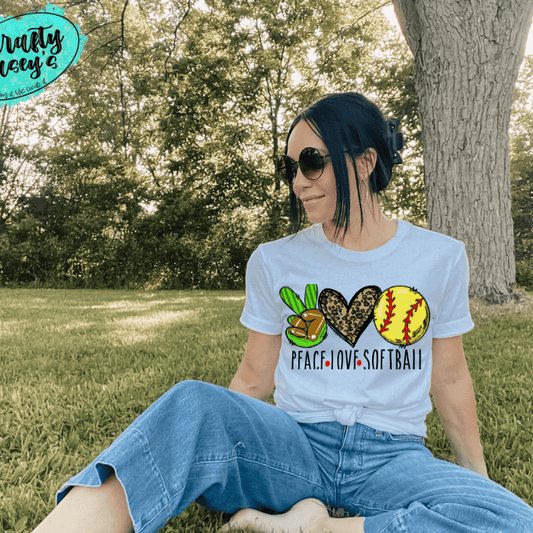 Peace Love Softball Leopard - Sports-Unisex T-shirts
