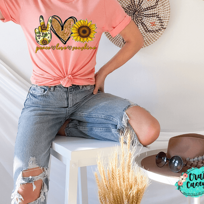 Peace Love Sunflower Retro Tee