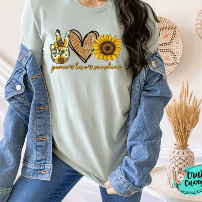 Peace Love Sunflower Retro Tee