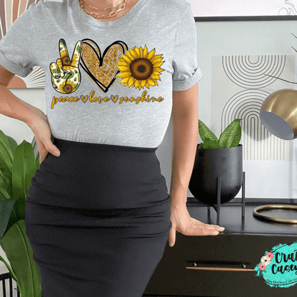 Peace Love Sunflower Retro Tee