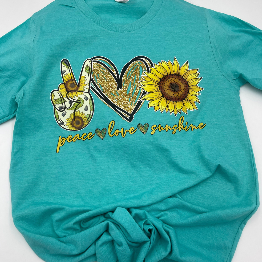 Peace Love Sunflower Retro Tee