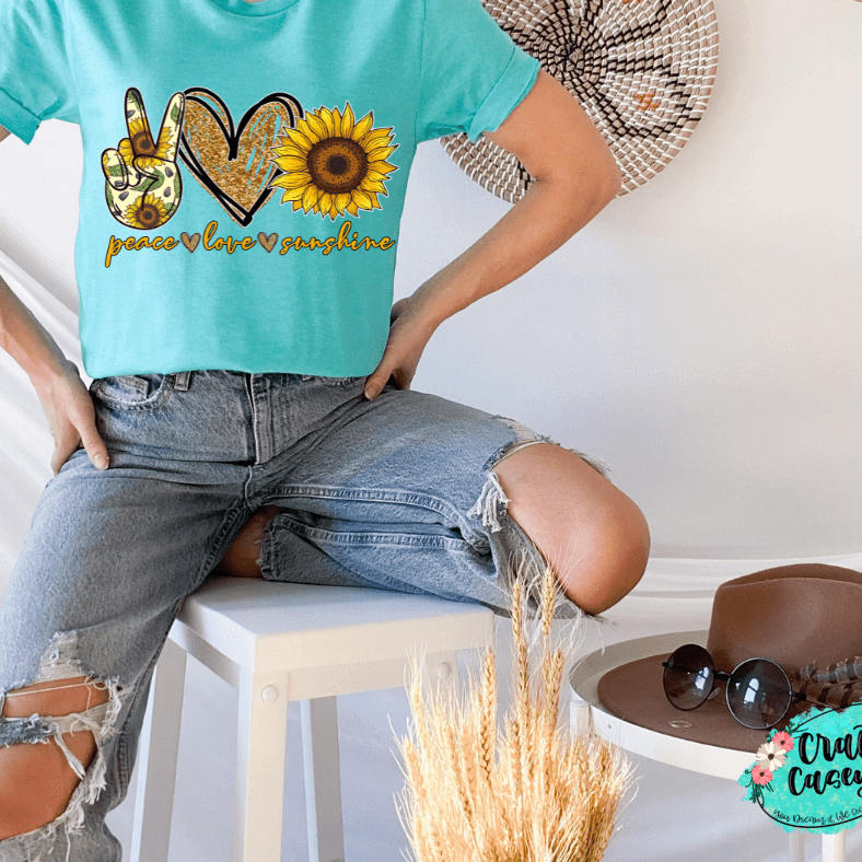 Peace Love Sunflower Retro Tee