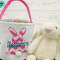 Pink Chevron Easter Bunny Baskets-Personalized-Embroidered