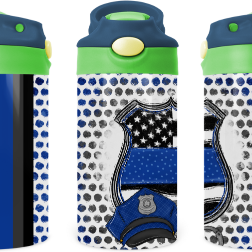 Police Badge Kids 12 oz Water Bottle Flip Top