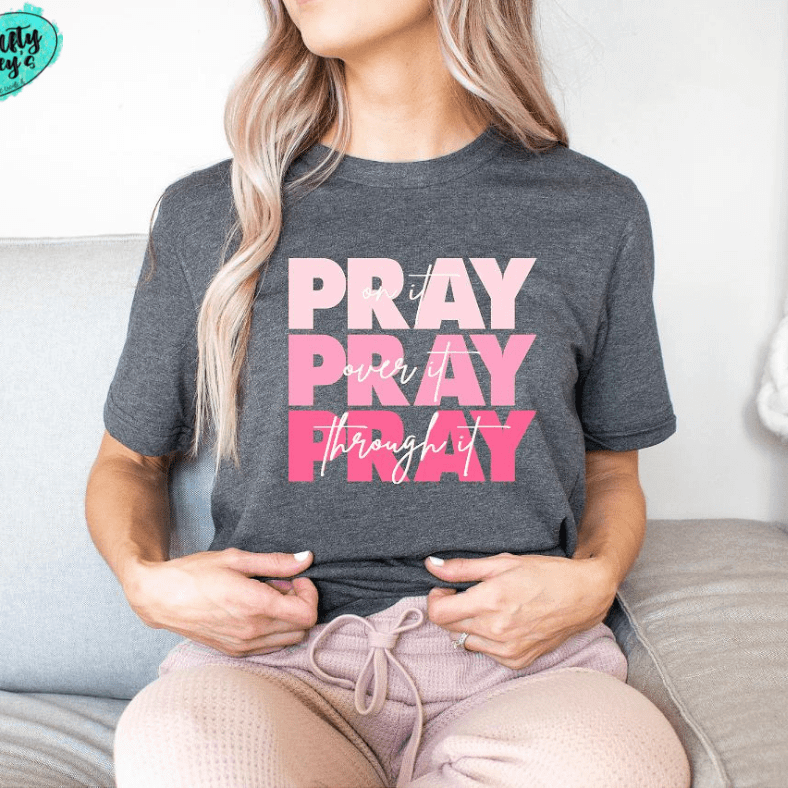 Pray On It Spiritual Graphic Shirt inspirational motivational spiritual graphic shirt by Crafty Casey’s
