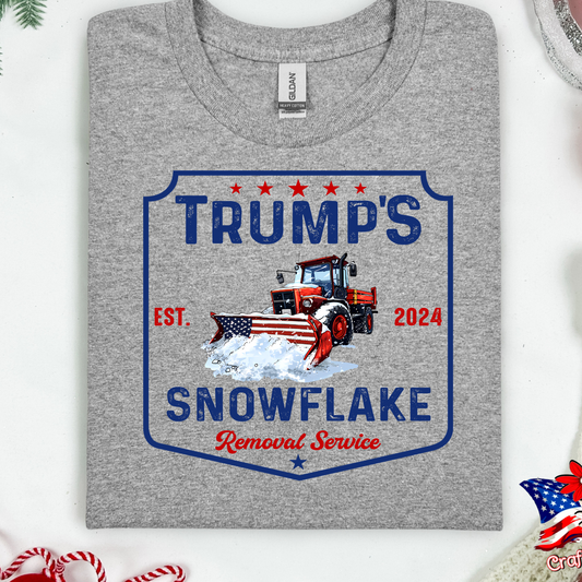 Pro-Trump  "Snowflake Removal Service"2024 Crew Neck Patriotic Humor Tee