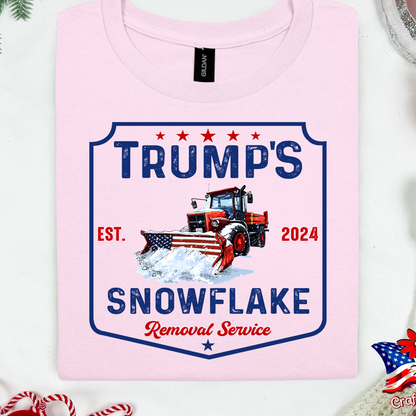 Pro-Trump  "Snowflake Removal Service"2024 Crew Neck Patriotic Humor Tee