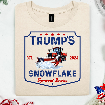 Pro-Trump  "Snowflake Removal Service"2024 Crew Neck Patriotic Humor Tee