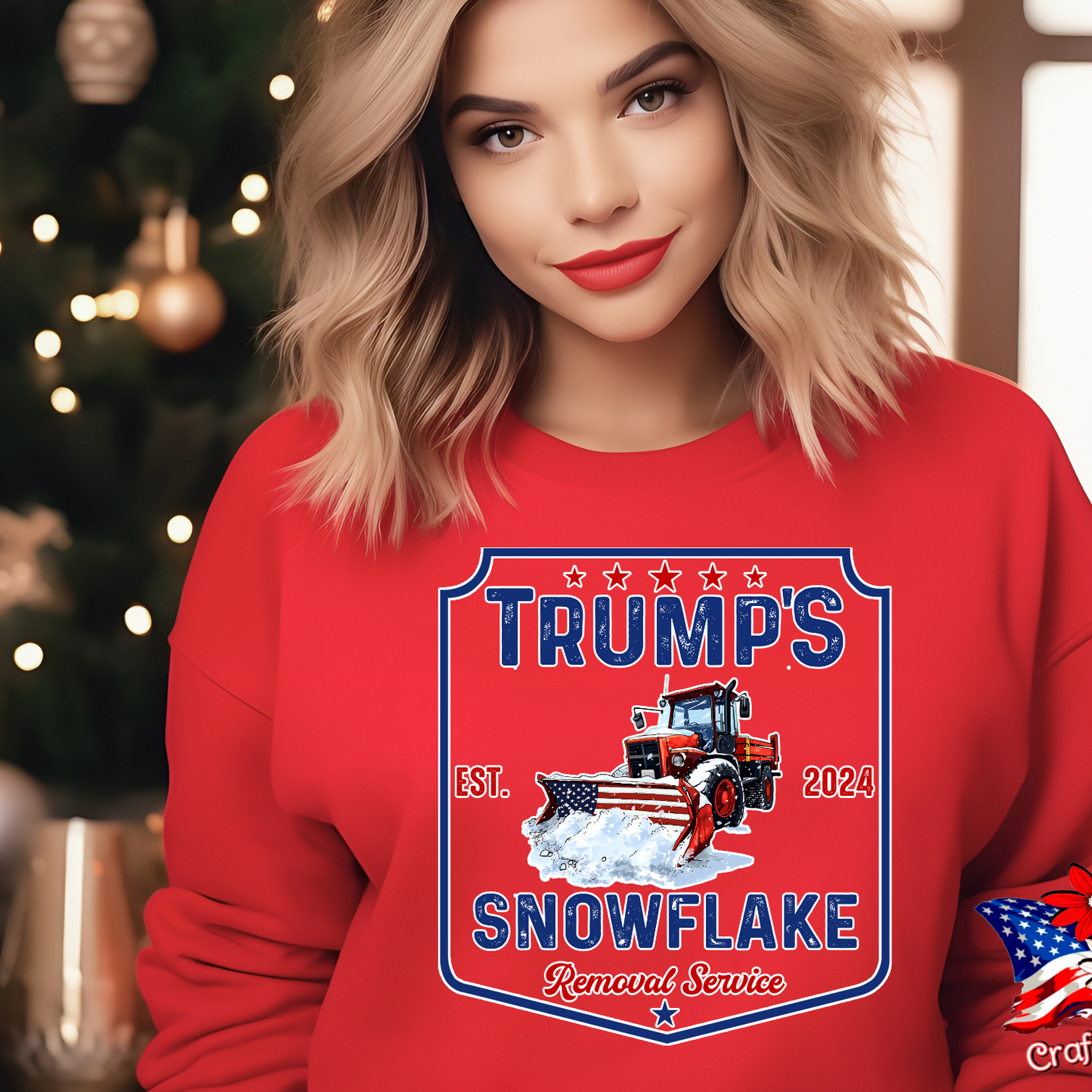 Pro-Trump  "Snowflake Removal Service"2024 Crew Neck Patriotic Humor Tee