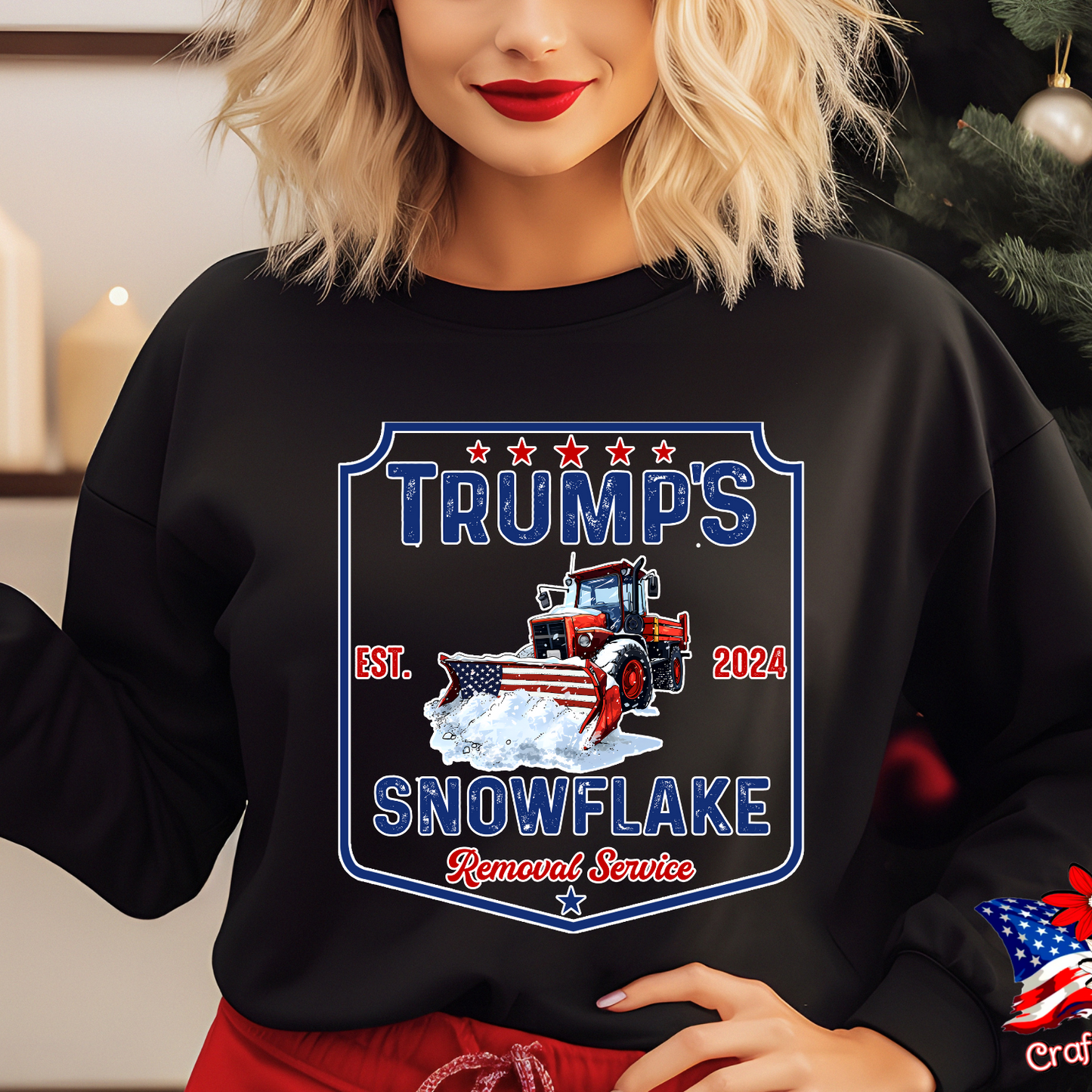 Pro-Trump  "Snowflake Removal Service"2024 Crew Neck Patriotic Humor Tee
