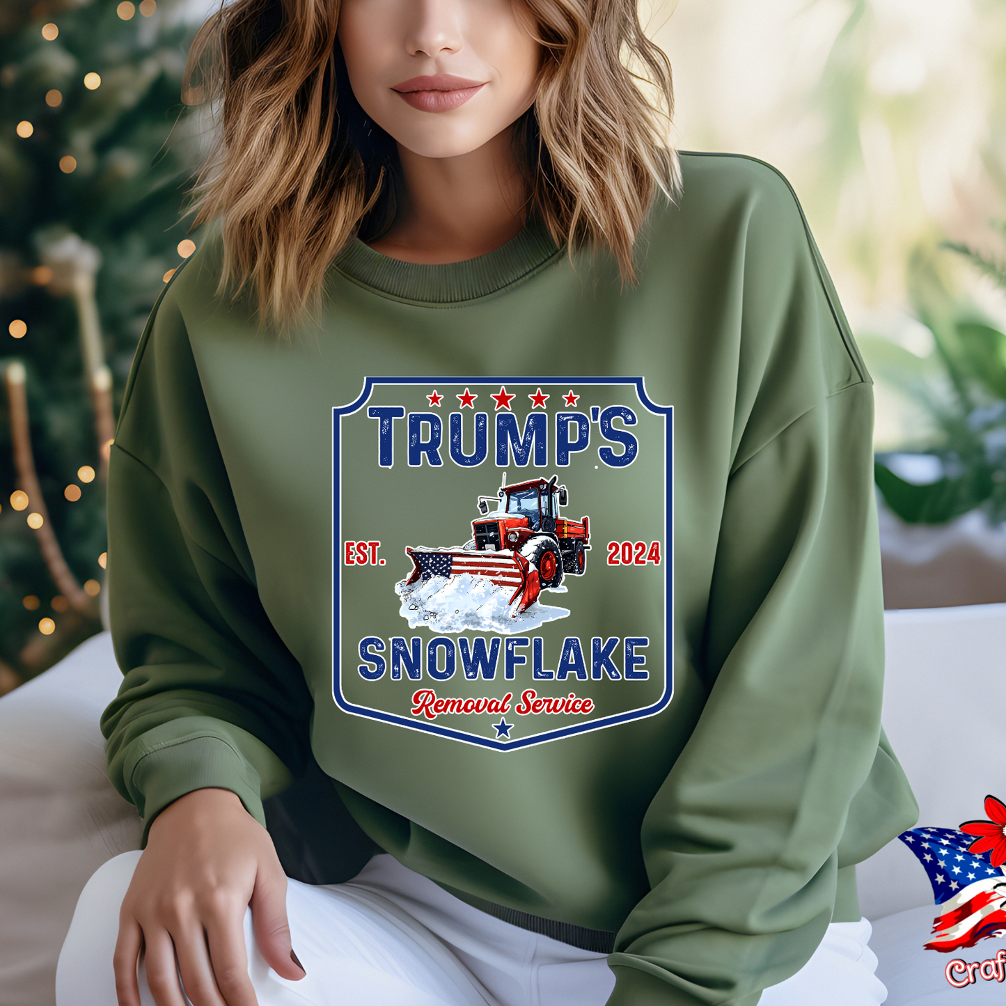 Pro-Trump  "Snowflake Removal Service"2024 Crew Neck Patriotic Humor Tee