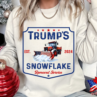 Pro-Trump  "Snowflake Removal Service"2024 Crew Neck Patriotic Humor Tee