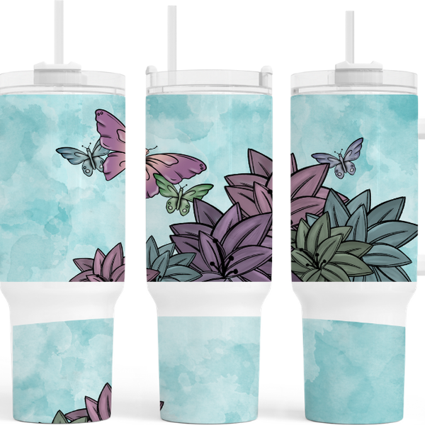Purple Butterflies 40 oz. Tumbler