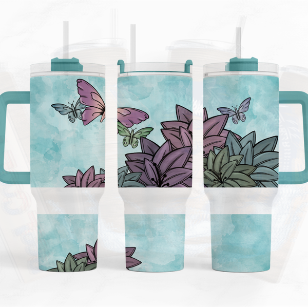 Purple Butterflies 40 oz. Tumbler