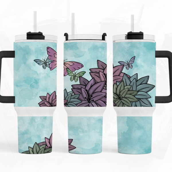Purple Butterflies 40 oz. Tumbler