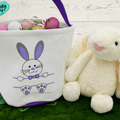 Purple Split Easter Bunny-Easter Basket-Personalized-Embroidered
