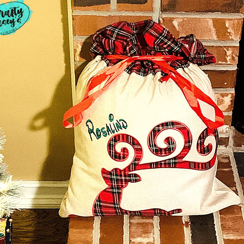 Reindeer Santa Sack-Red Buffalo Plaid Santa Sack-Personalized-Embroidered