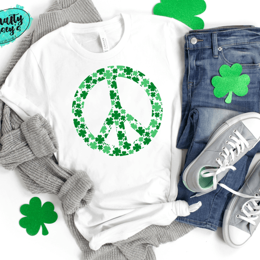Retro Peace Sign Saint Patrick's Day Tee