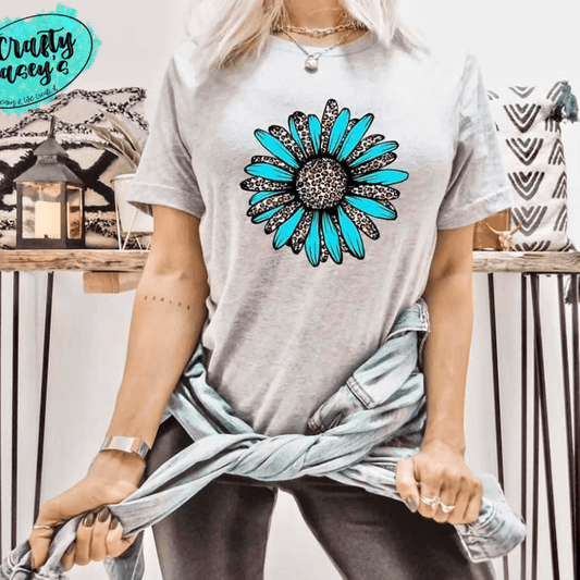 Retro Turquoise Flower T-shirts