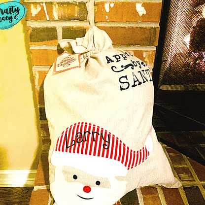 Santa Approved Burlap Santa Sack Personalized-Embroidered-Gift Bag