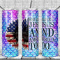 She Loves Jesus & America Too Sunflower Flag Tumbler