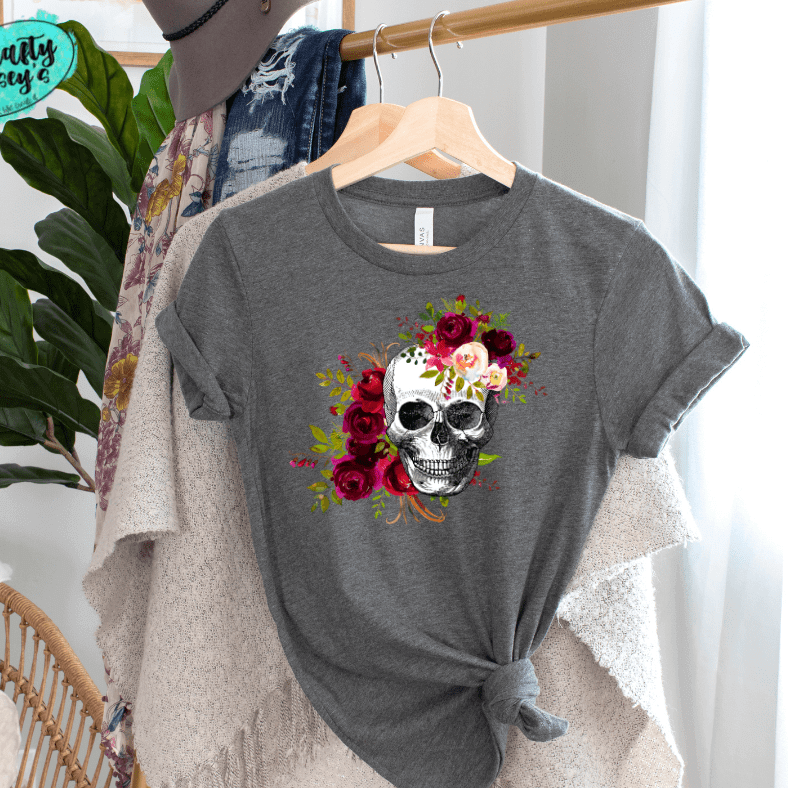 Skull With Roses Valentines Day- Tee