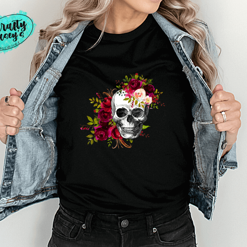 Skull With Roses Valentines Day- Tee