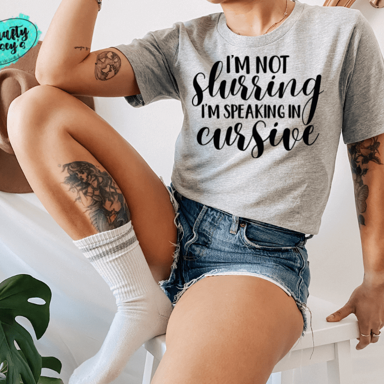Speaking Cursive Funny Shirt adult funny graphic shirt design by Crafty Casey's