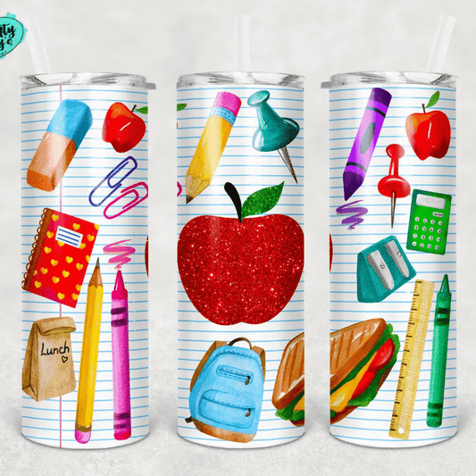 Teacher Apple, Pencil Daily Task Tumbler