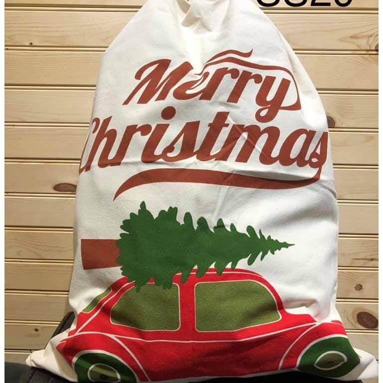 Vintage Christmas Tree Volts Wagon- Santa Sack Personalized-Embroidered