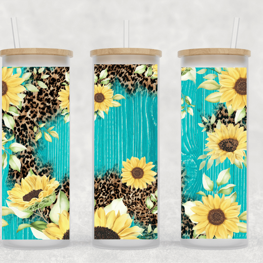 Vintage Sunflower Blue Frosted/ Skinny Drink Tumbler