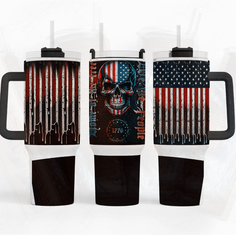 We The People Pyscho Skull Flag 40 oz Tumbler