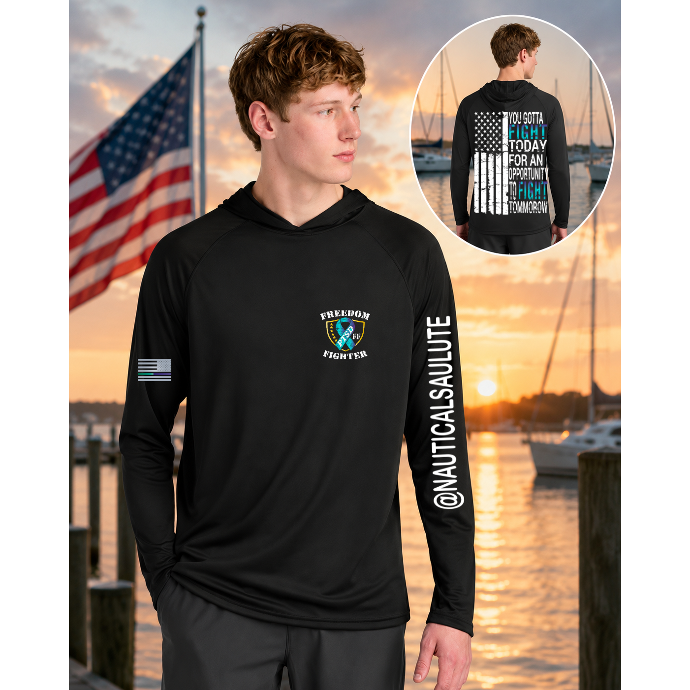 Nautical Salute You Gotta Fight  A4 Cooling Performance Long Sleeve Hooded Tee